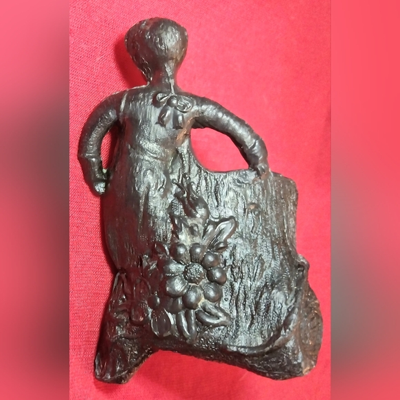 Vintage Victorian Era Knapp Boy Leaning on Log Silver Plated Match Holder Figure - Picture 3 of 6